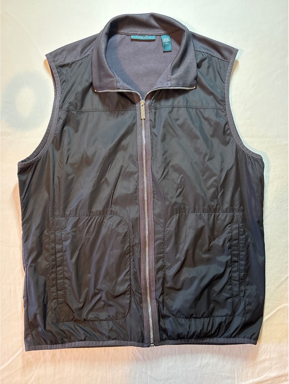 Perry Ellis Men’s XL Lightweight Full Zip Vest Black Windbreaker Casua